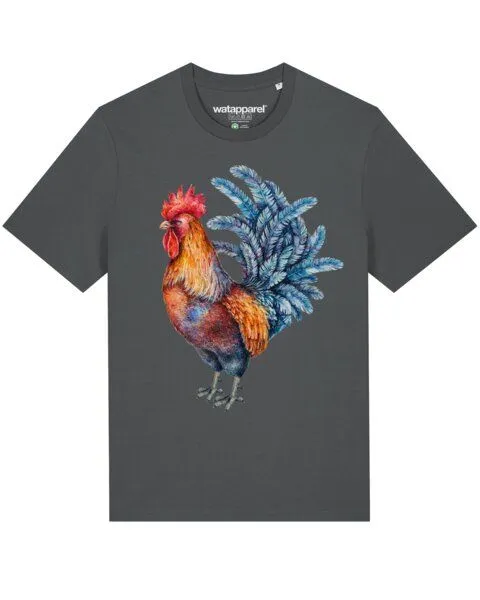 watapparel watapparel T-Shirt Unisex Grimmiger Gockel, Anthracite, – Produktbild 1 von 4