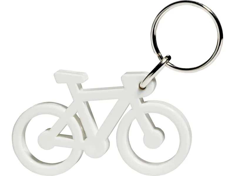Schlüsselanhänger "Fahrrad" inkl. 1-farbigem Aufdruck, weiß Vollton – Produktbild 1 von 1