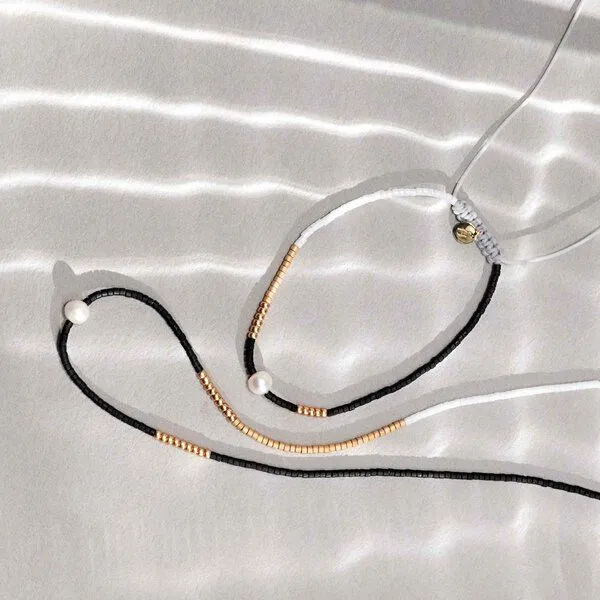 fejn jewelry fejn jewelry Armkette oder Fußkette 'miyuki' mit bunten Glasperlen, White, – Produktbild 4 von 4
