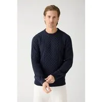 KnowledgeCotton Apparel KnowledgeCotton Apparel Cable Knit Strickpullover aus Bio-Baumwolle ROC/GOTS/Vegan, Blau (night sky), – Produktbild 1 von 1