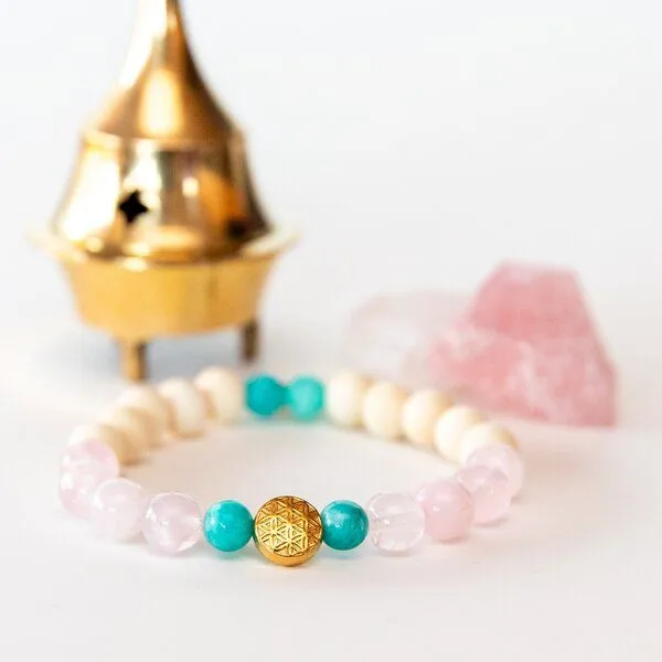 Divasya Divasya Yoga Armband Life's Flow - mit vergoldeter Schmuckperle Blume des Lebens – Produktbild 4 von 4