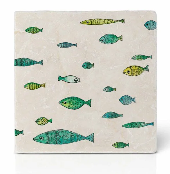 LIGARTI LIGARTI Fliesenuntersetzer – 2er-Set – Fish & Shrimps – Produktbild 3 von 4