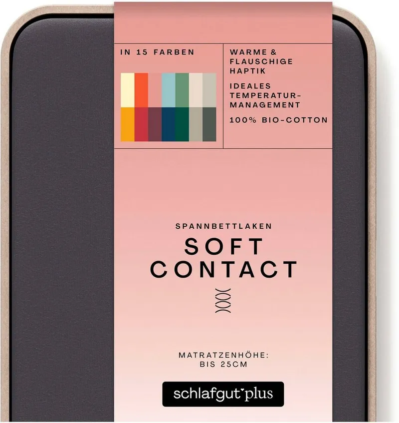 Schlafgut Schlafgut Spannbettlaken Soft Contact, Feinbiber, Gummizug: rundum, (1 Stück), 100% Bio Baumwolle, Grau, – Produktbild 3 von 5