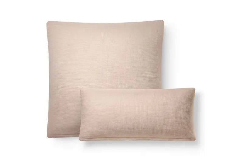 Seralino Kissenbezüge 2er Set aus Musselin (100% Bio Baumwolle) blickdicht, weich, (2 Stück), besonders weich, bügelfrei, formstabil, verdeckter Reißverschluss, Beige, – Produktbild 1 von 5