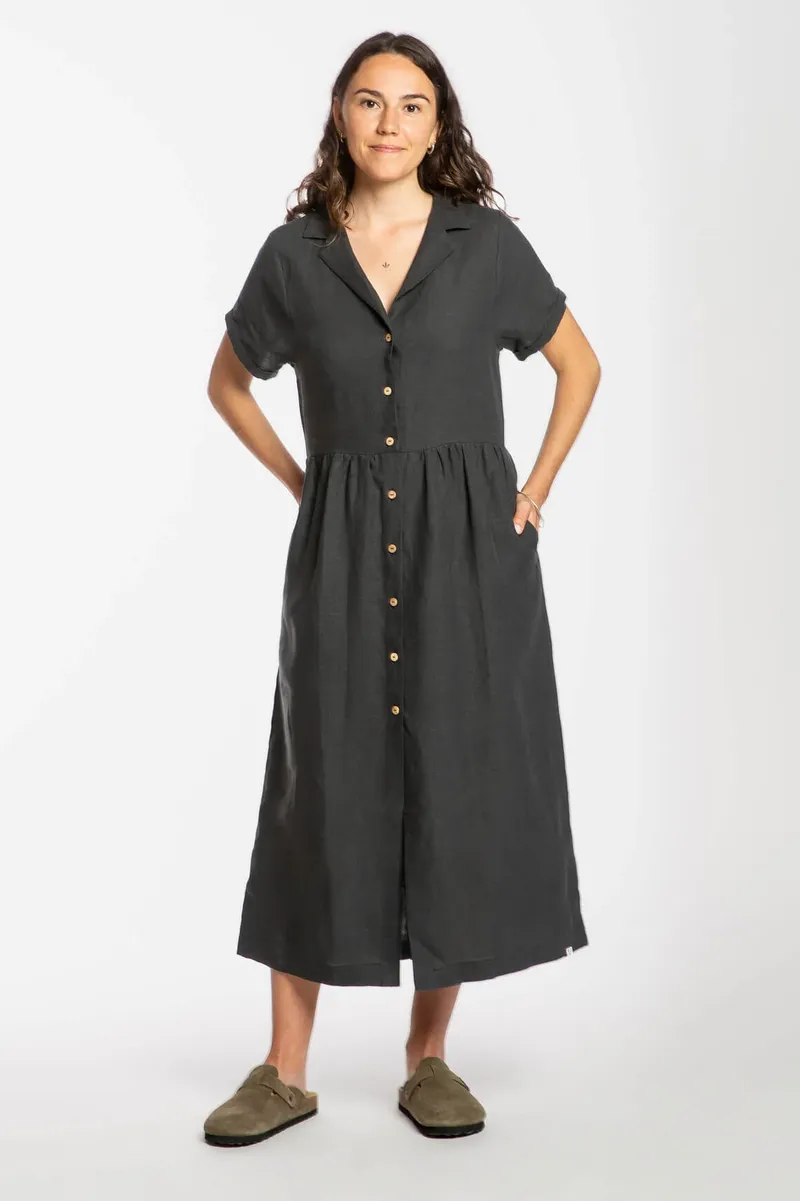 MATONA MATONA Damen vegan Kleid Mit Kragen Schwarz, Schwarz, – Produktbild 2 von 2