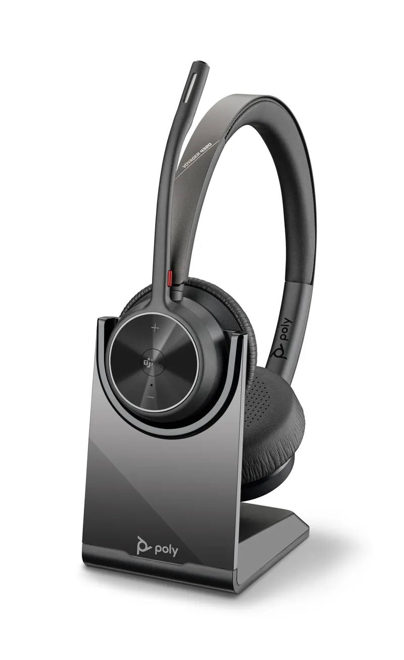 Poly Poly Voyager 4320-M MS Kabelloses Office-Headset + Ladestation, Schwarz, – Produktbild 1 von 3