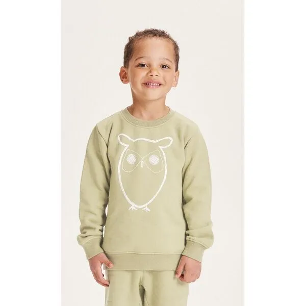 KnowledgeCotton Apparel KnowledgeCotton Apparel KnowledgeCotton Kinder Sweatshirt Owl reine Bio-Baumwolle, Grün (swamp), – Produktbild 1 von 2