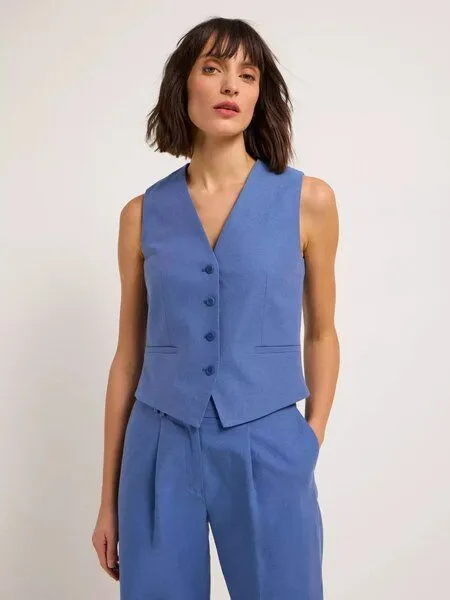 LANIUS Lanius - Weste aus Bio-Baumwolle, Leinen und TENCEL Modal, Blau (blue), – Produktbild 2 von 4
