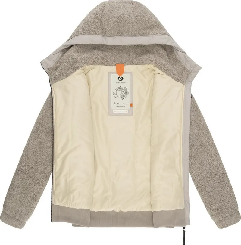 ragwear ragwear Outdoorjacke Cousy Short flauschige Übergangsjacke mit Teddyfell und Kapuze, Braun, – Produktbild 1 von 5