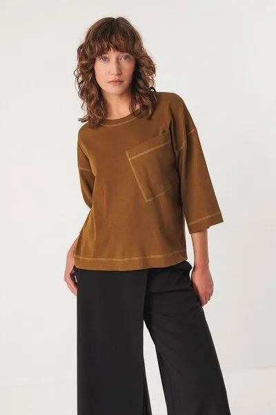 SKFK SKFK "Hendaia" T-Shirt aus Bio-Baumwolle, Olive green (braun), – Produktbild 2 von 4
