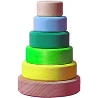 Grimms Grimms Scheibenturm aus Lindenholz, 6-teilig klein neon grün Höhe 13 cm, Grün, mehrfarbig, – Produktbild 1 von 1