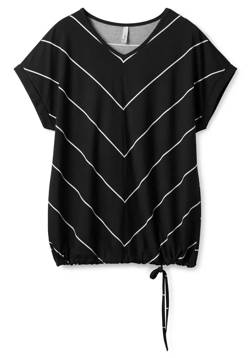 sheego Streifenshirt schwarz-weiß, Schwarz-weiß, – Produktbild 1 von 2