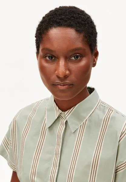 ARMEDANGELS ARMEDANGELS LARISAANA STRIPE Damen Bluse aus 100% Bio-Baumwolle, Foam-light oatmilk-dried palm, – Produktbild 3 von 4