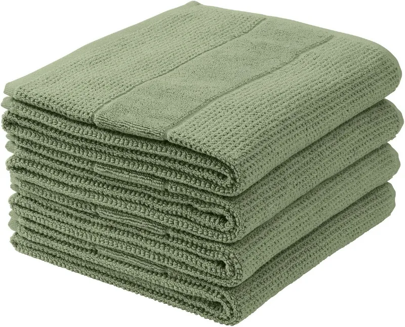Schiesser Schiesser Handtücher Turin aus 100% Baumwolle in dezenter Reiskornoptik, Frottier (Set, 4-St), OEKO-TEX® MADE IN GREEN, Grün, – Produktbild 1 von 5
