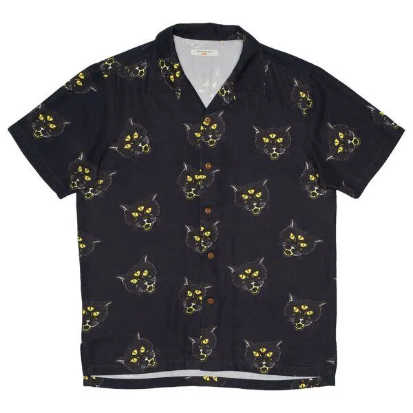 Nudie Jeans Nudie Jeans Kurzarm-Hemd Arvid The Cat, Hawaii antracite, – Produktbild 1 von 4