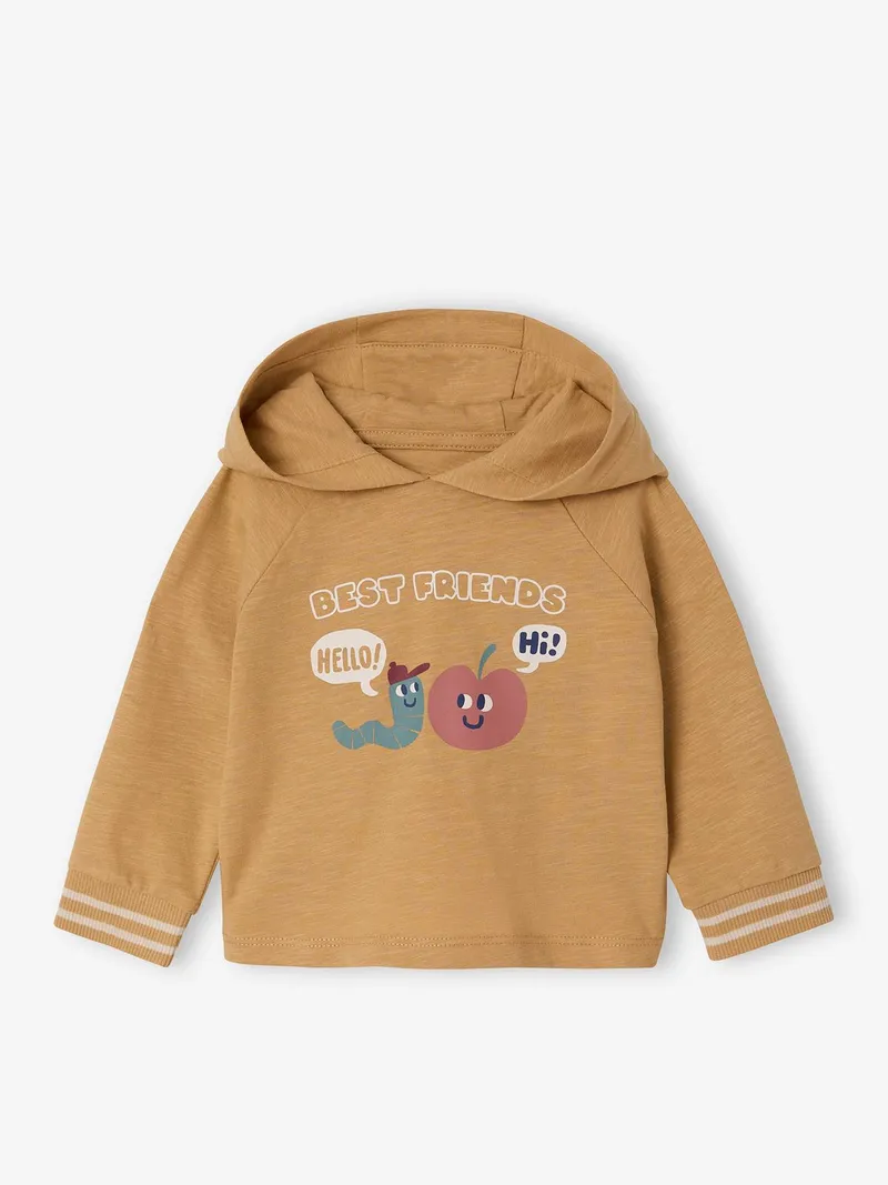 Vertbaudet Baby Shirt mit Kapuze & Print 100% Bio-Baumwolle GOTS-zertifiziert ocker, Ocker, – Produktbild 3 von 4