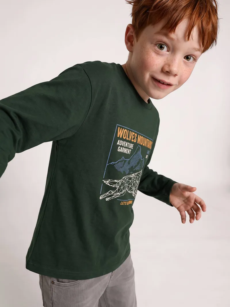 Vertbaudet Shirt mit Tierprint Jungen, Grün, – Produktbild 4 von 7
