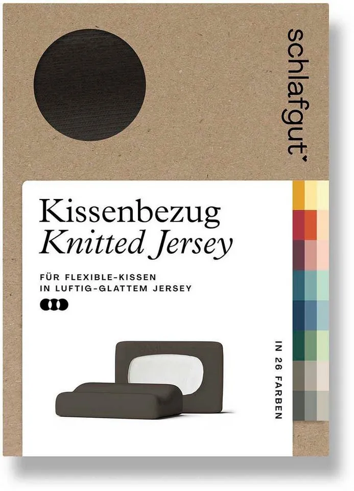 Schlafgut Schlafgut Kissenbezug Pure flexibler Kissenbezug für Nackenstützkissen, (1 Stück), Bio-Baumwolle mit Elasthan, mit Gummizug, bügelfrei, Braun, – Produktbild 2 von 5