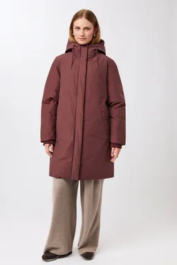 LangerChen LangerChen Damen vegan Lange Kapuzenjacke In Burgunderrot – Produktbild 1 von 1