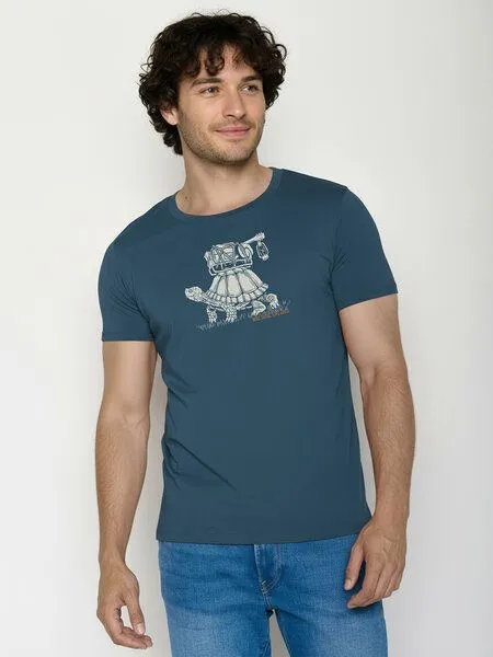 GreenBomb GREENBOMB Turtle Walk Guide - Sportliches T-Shirt aus Bio-Baumwolle / hochwertiger Print / GOTS / Fair & Vegan, Blau (blue pine), – Produktbild 1 von 4