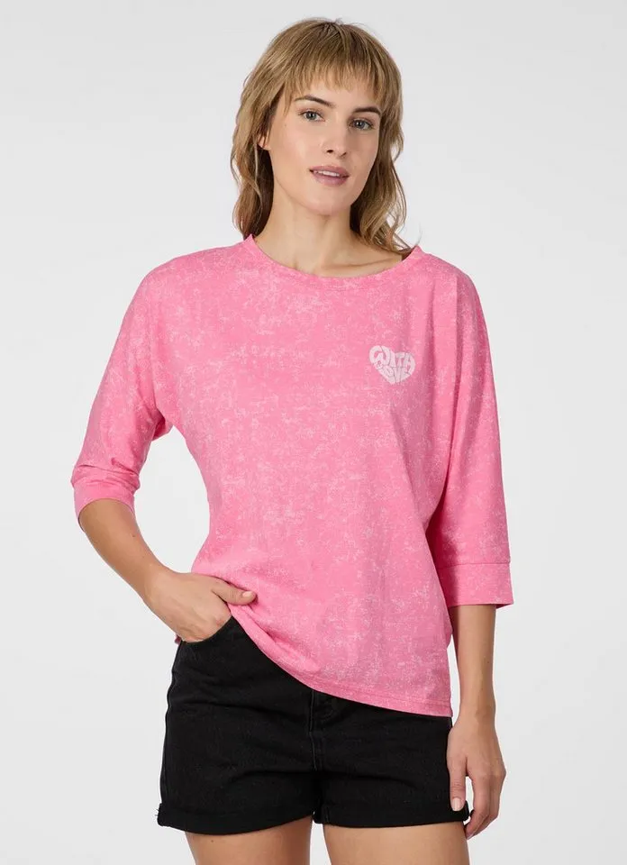 ragwear ragwear 3/4-Arm-Shirt SHIMONA PRINT Bequemer Fit mit Herz-Print und ausgewaschener Optik, Rosa, – Produktbild 1 von 5