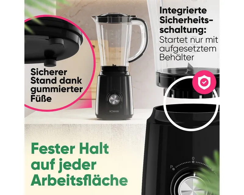 Bomann Bomann Standmixer UM 6091 CB, Standmixer 500W, Mixer, Schwarz, – Produktbild 4 von 5