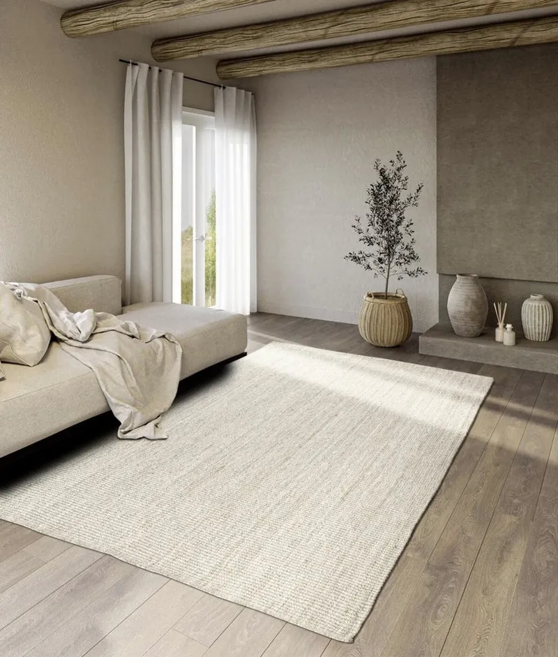 Villeroy & Boch Villeroy & Boch Teppich Rosalie Juteteppich, rechteckig, Höhe: 10 mm, Läufer, 100% Jute, Natur, Wohnzimmer, Esszimmer, Schlafzimmer, Weiß, – Produktbild 2 von 8
