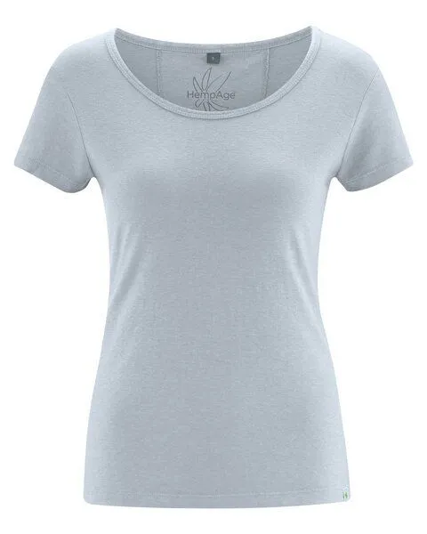 HempAge HempAge Damen T-Shirt THC Line Hanf/Biobaumwolle, Platinum (grau), – Produktbild 1 von 3
