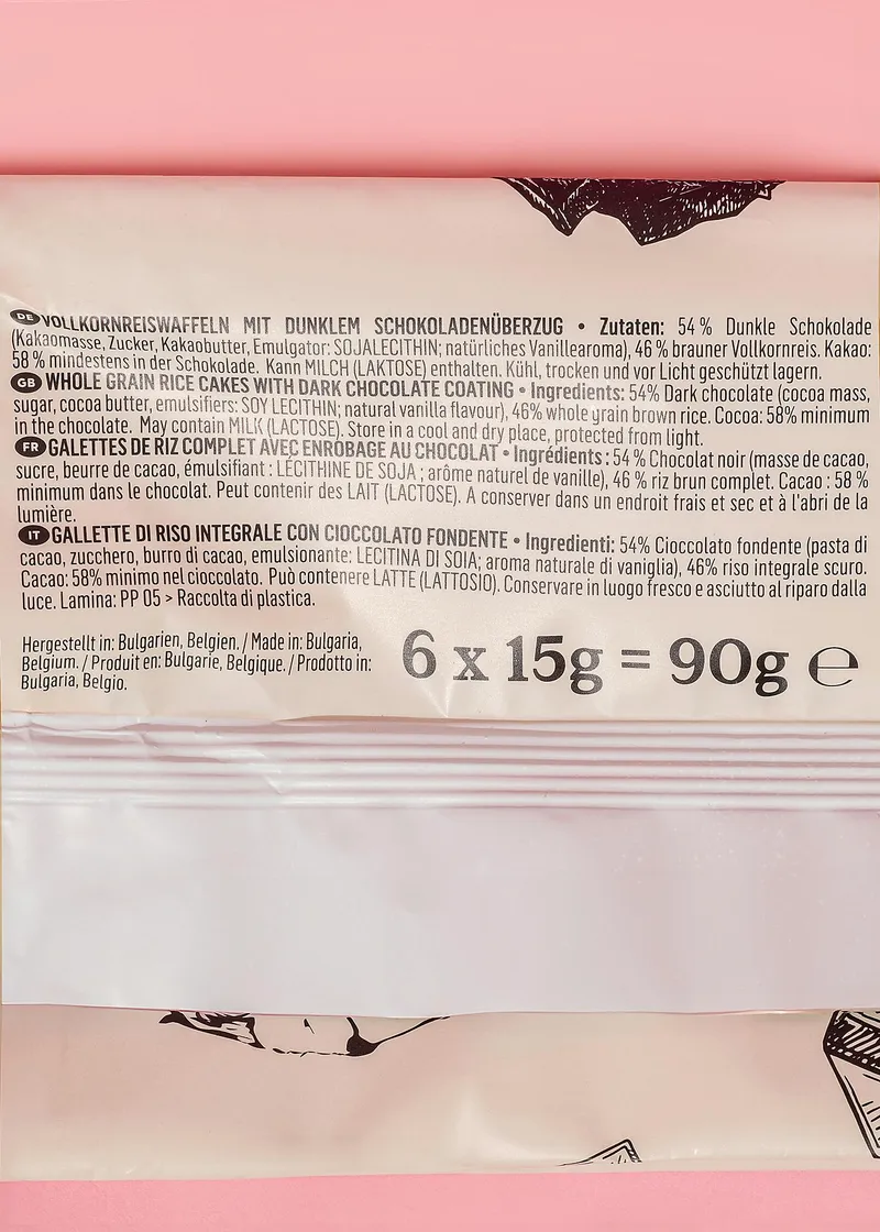 KoRo Vollkornreiswaffeln mit dunkler Schokolade 90 g – Produktbild 5 von 5
