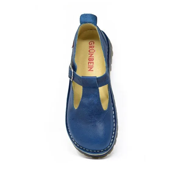 Grünbein Shoes Grünbein Shoes Grünbein Spangen-Ballerinas Paula Naturform blau – Produktbild 3 von 3