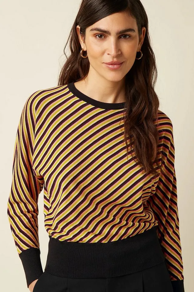 king louie king louie Strickpullover - Daria Top Blaze - Weicher Strickpullover mit Streifen aus Bio-Baumwo, Gelb, – Produktbild 2 von 4