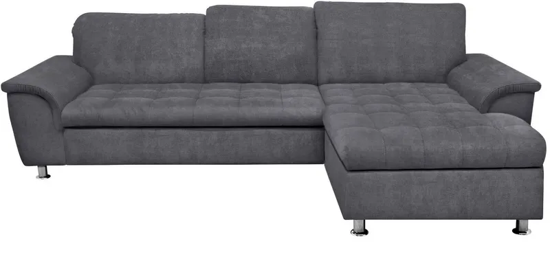 DOMO collection Ecksofa FRANZI 278x170x81 cm, Steppung im Sitzbereich, L-Form, wahlweise mit Bettfunktion, Bettkasten und Kopfteilverstellung, Grau, – Produktbild 7 von 8