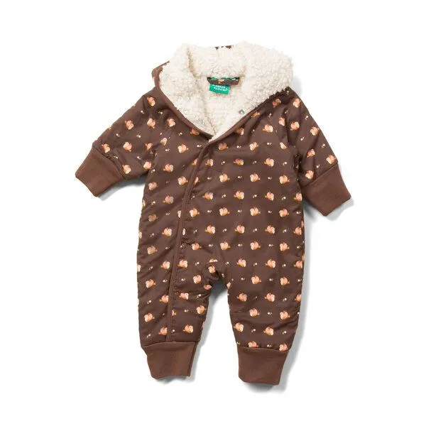 Little Green Radicals Little Green Radicals Baby/Kinder Winteroverall aus Bio-Baumwolle – Braun mit Vogeldruck, Braun, – Produktbild 1 von 3