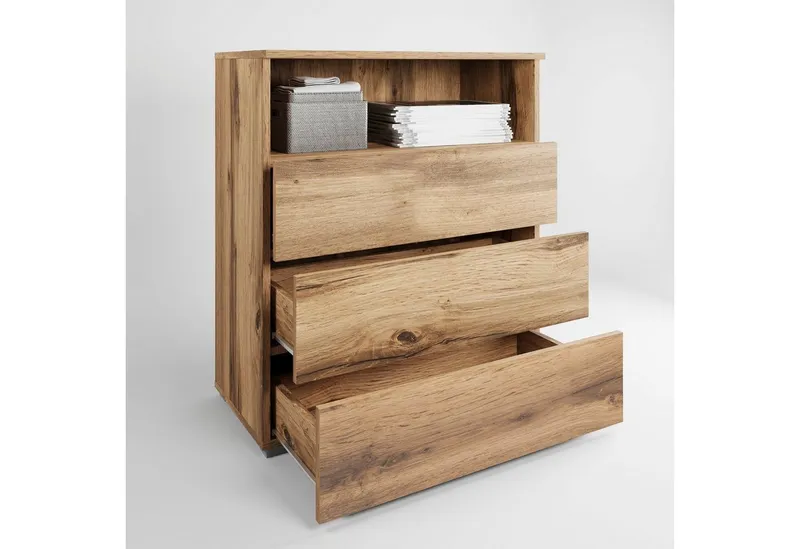 OTTO home Kommode Paris, mit 3 Schubkästen (Breite 70 cm), Braun, – Produktbild 4 von 5