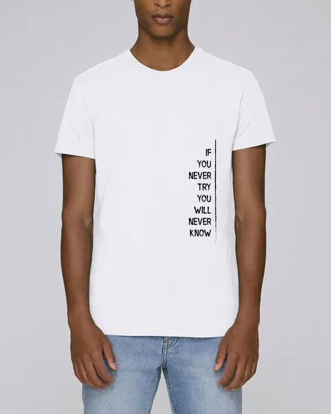 Human Family Human Family Herren Bio Sommer T-Shirt - Touch "If U try" in 3 Farben, Weiss, – Produktbild 2 von 3