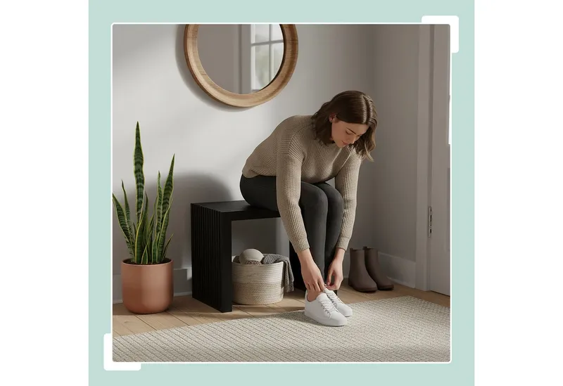 RELAXDAYS RELAXDAYS Sitzbank Minimalistische Sitzbank aus Bambus (1-St), Schwarz, – Produktbild 2 von 5