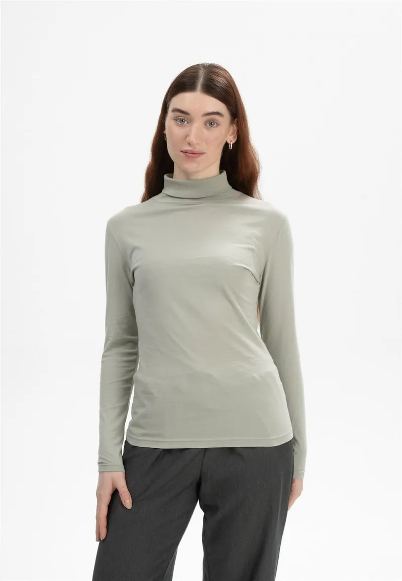 MELA Rollkragen-Longsleeve Modell: Anchal, Dusty green, – Produktbild 1 von 5