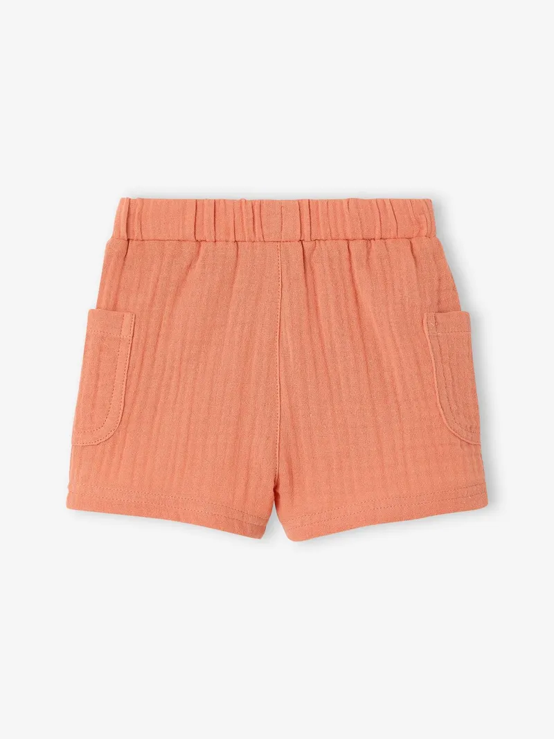 Vertbaudet Shorts Mädchen Baby mit Dehnbund, Orange, – Produktbild 2 von 3