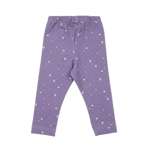 Walkiddy Kinder Leggings GOTS zertifiziert – Lila mit Herzmuster, elastischer Bund, weich & bequem | von Walkiddy, Lila, – Produktbild 2 von 3