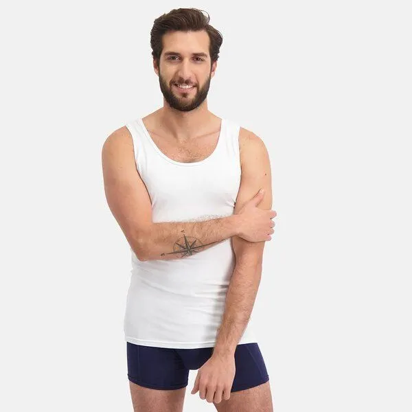 Bamboo Basics Bamboo Basics Unterhemd STEF aus Bambusviskose / Biobaumwolle (2er Pack), Weiß, – Produktbild 1 von 4