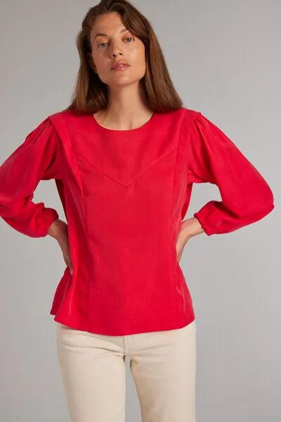 Addition Sustainable Apparel Addition Sustainable Apparel Bluse aus Tencel - Voluminous Blouse, Rot, – Produktbild 2 von 4