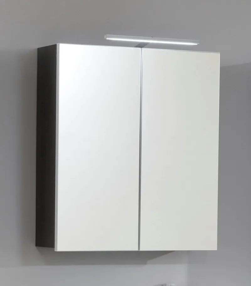 welltime Spiegelschrank Sovana Badschrank wahlweise mit oder ohne Beleuchtung - (B/T/H) 60/18/67 cm, Grau|silberfarben, – Produktbild 2 von 5