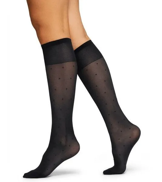 Swedish Stockings Swedish Stockings Kniestrümpfe Doris Dots aus Recycling-Material, Schwarz, – Produktbild 1 von 4