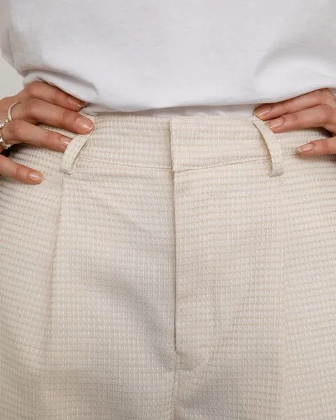 Rotholz Rotholz High Waist Waffel Hose Bio Baumwolle, Creme, – Produktbild 2 von 4