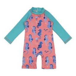 Walkiddy Kinder Badeanzug GOTS zertifiziert – Rosa mit Seepferdchenmotiv, Langarm | von Walkiddy – Produktbild 1 von 1