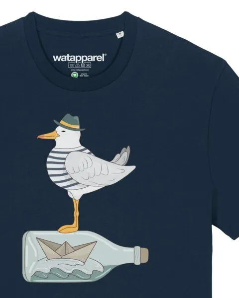 watapparel watapparel T-Shirt Unisex Möwe mit Hut, French navy, – Produktbild 3 von 3