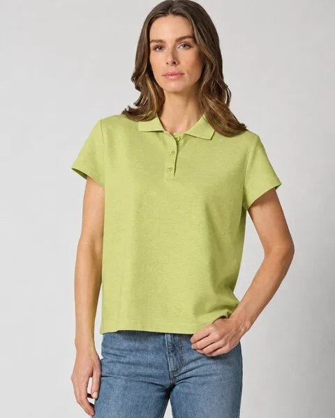 HempAge HempAge Klassisches Damen-Poloshirt Hanf/Biobaumwolle, Bamboo (grün), – Produktbild 2 von 4