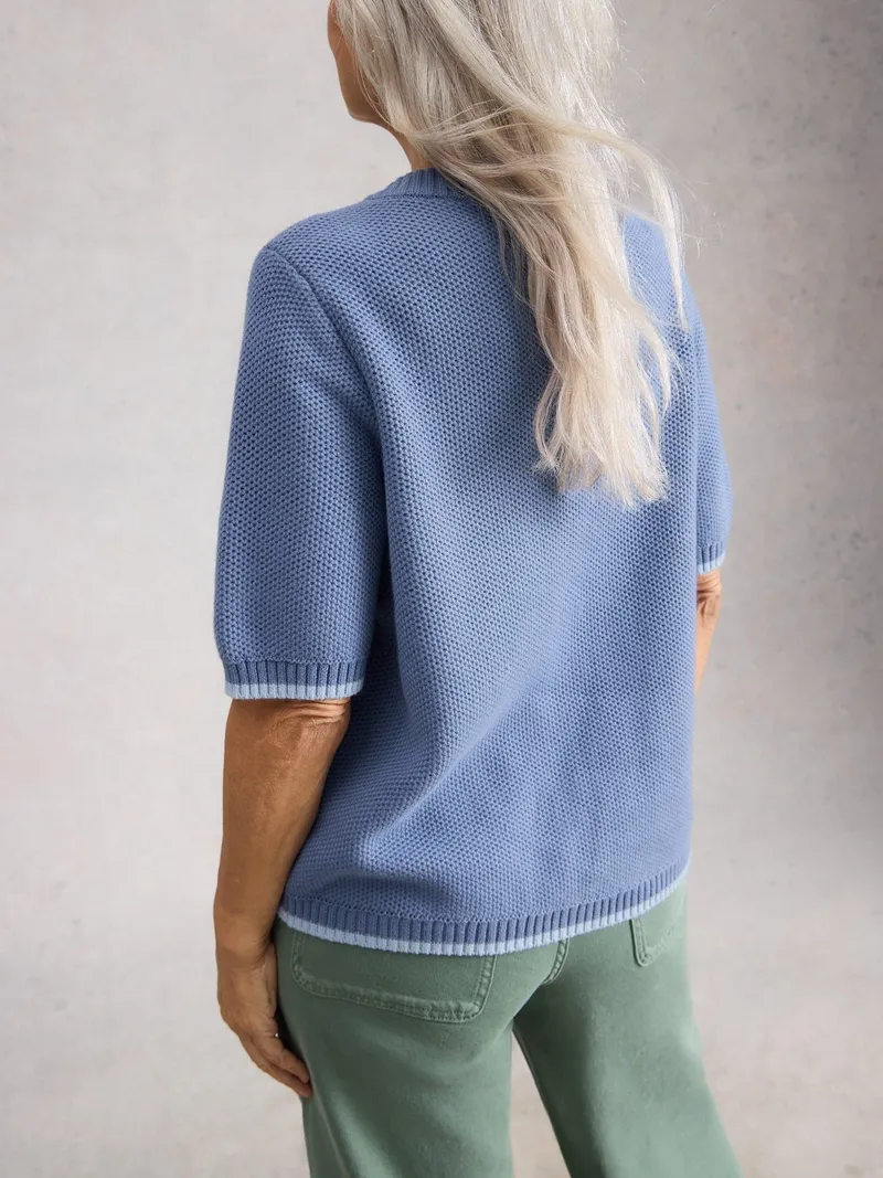White Stuff Kurzarm-Cardigan Isabella - 44, Mittelblau, – Produktbild 4 von 4
