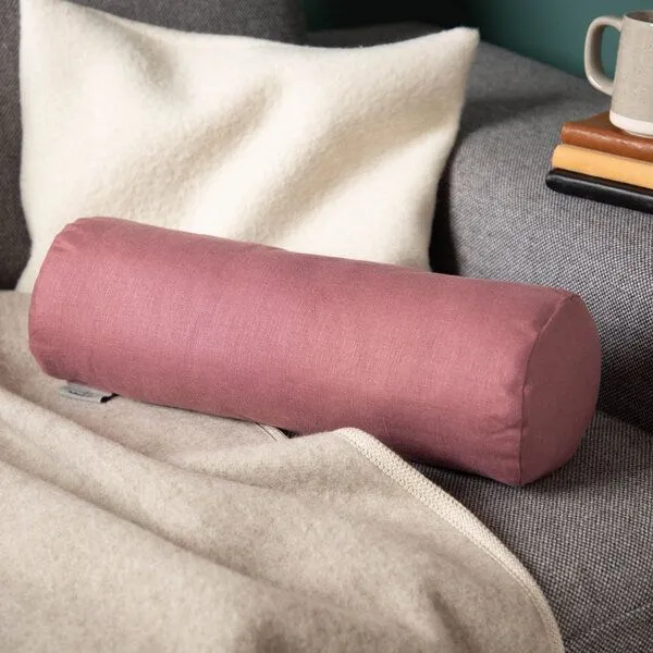 nahtur-design nahtur-design Nackenrolle mit Bezug aus 100% Leinen und Füllung mit Merinowolle oder Dinkelspelz, Rosa, – Produktbild 1 von 4