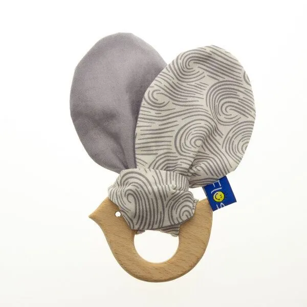 Flosinn Flosinn Knisterohren Baby mit Beißring Vogel Bio-Greifling, Grau, – Produktbild 1 von 3